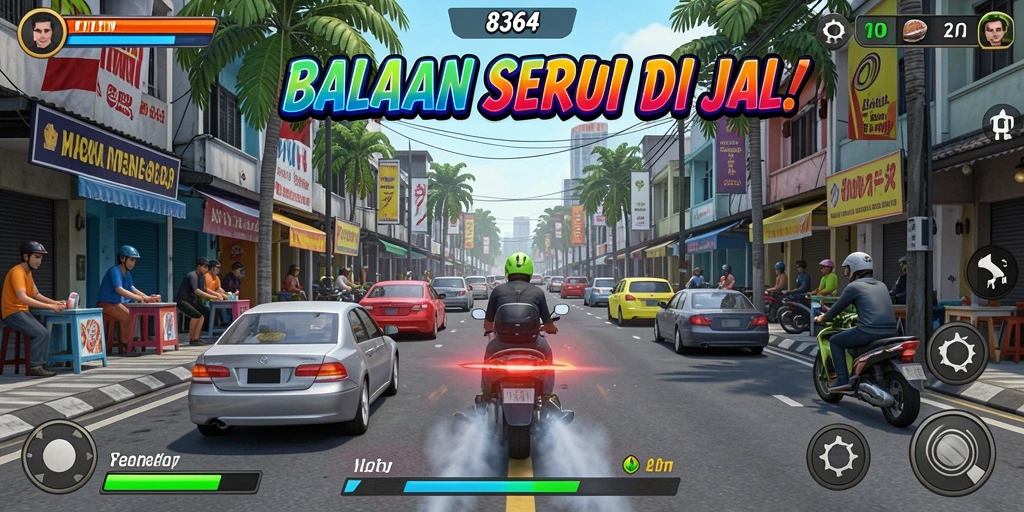 Tampilan seru gameplay balapan di 8364