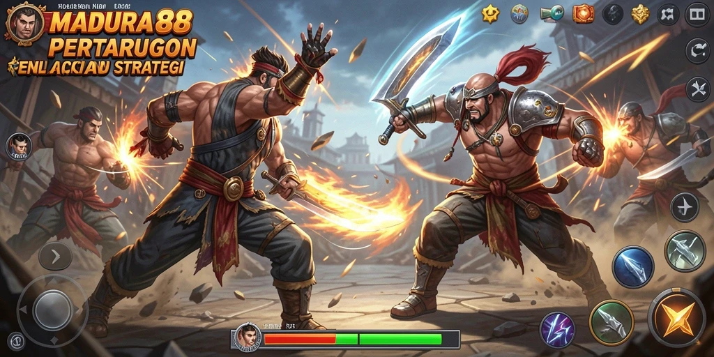 Gameplay seru MADURA88 dengan pertarungan yang mendebarkan.
