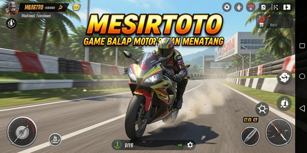 Tampilan gameplay seru dari game balap motor MESIRTOTO.