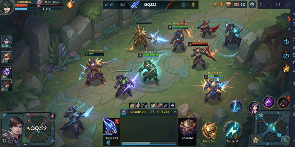 Screenshot gameplay QQ222 dengan aksi pertempuran yang mendebarkan.