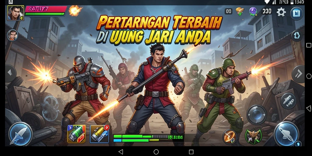 Screenshot SATU77 menampilkan pertarungan seru antara karakter dengan efek grafis menakjubkan.